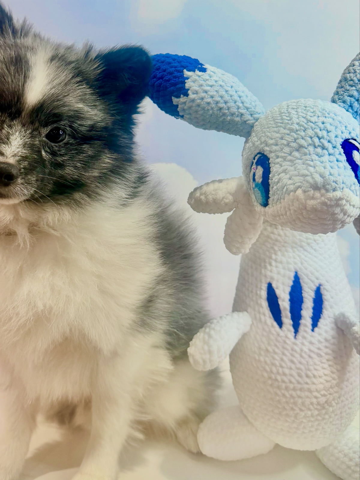 PLUSHIE: Crochet 18” Chenille Fire/Ice Dragon