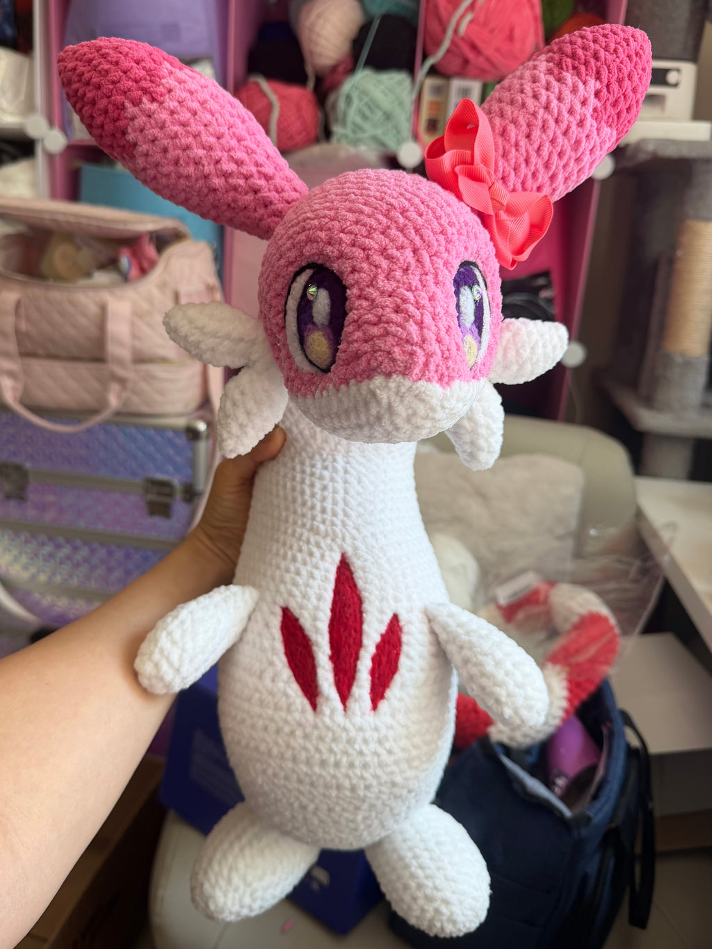 PLUSHIE: Crochet 18” Chenille Fire/Ice Dragon