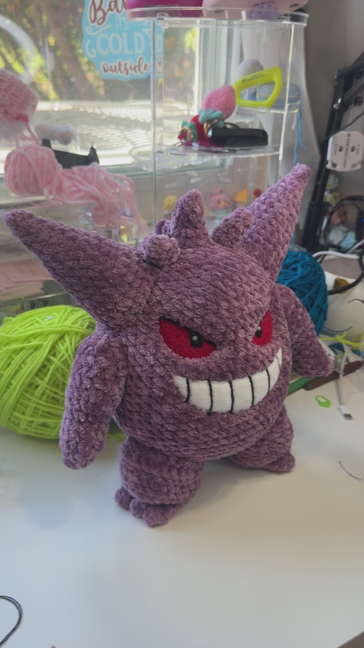 PLUSHIE: Crochet 10” Chenille Ghost (Glowing Smile)